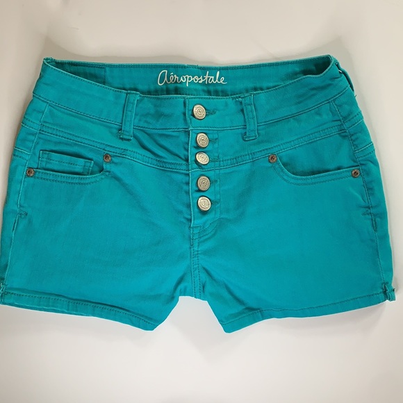 AEROPOSTALE Teal High Rise Shorty Shorts - Picture 1 of 9